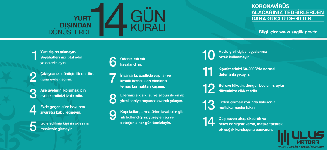 yurt dışı dönüşü 14 kural korona Ulus Matbaa